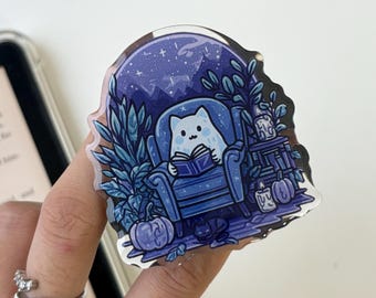 Kindle Grip with Magnetic | Kindle Holder | Bookish Accessories | iPhone 17 Pro Grip | Personalized Gifts For Reader | Cute Ghost Kitten