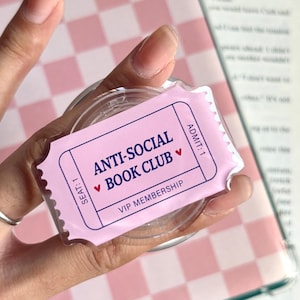 Anti Social Book Club Kindle Grip | Kindle Accessories | Phone Holder | Phone Grip With Magnetic | Personalized Bookish Gifts For Reader