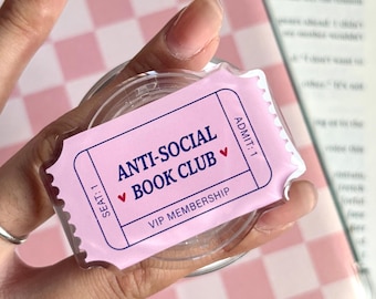 Anti Social Book Club Kindle Grip | Kindle Accessories | Phone Holder | Phone Grip With Magnetic | Personalized Bookish Gifts For Reader