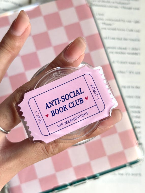 Anti Social Book Club Kindle Grip | Kindle Accessories | Phone Holder | Phone Grip With Magnetic | Personalized Bookish Gifts For Reader