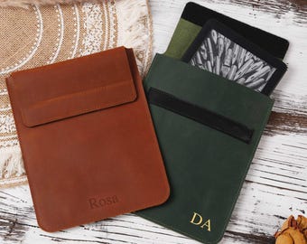 Personalized Kindle Sleeve, Leather E-Reader Case, Custom Name Kindle Cover, Kindle Paperwhite Sleeve, Book Lover Gift
