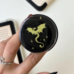 Black Dragon Grip | Kindle Grip | Kindle Holder | Bookish Accessories | Phone Holder | Magnetic Phone Case Grip | Aesthetic Gifts For Reader Black