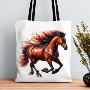 Horse Tote Bag, Equestrian Dreams: Tote with Horse Design, Majestic Steed- Horse Print Tote Bag, Equestrian Beauty-Tote for Horse Lovers