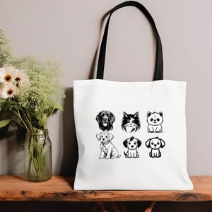 Dog Tote Bag, Cat Tote-Bag, Tote Bag For Dog Lovers, Tote Bag For Gift, White Tote Bag