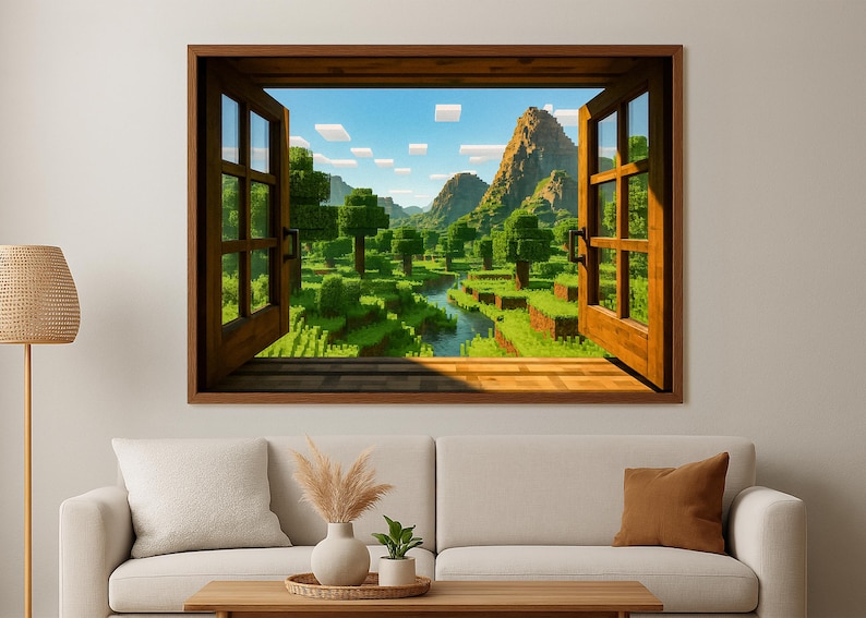 Block Video Game Canvas Art: Window View, Gaming Room Decor - Etsy