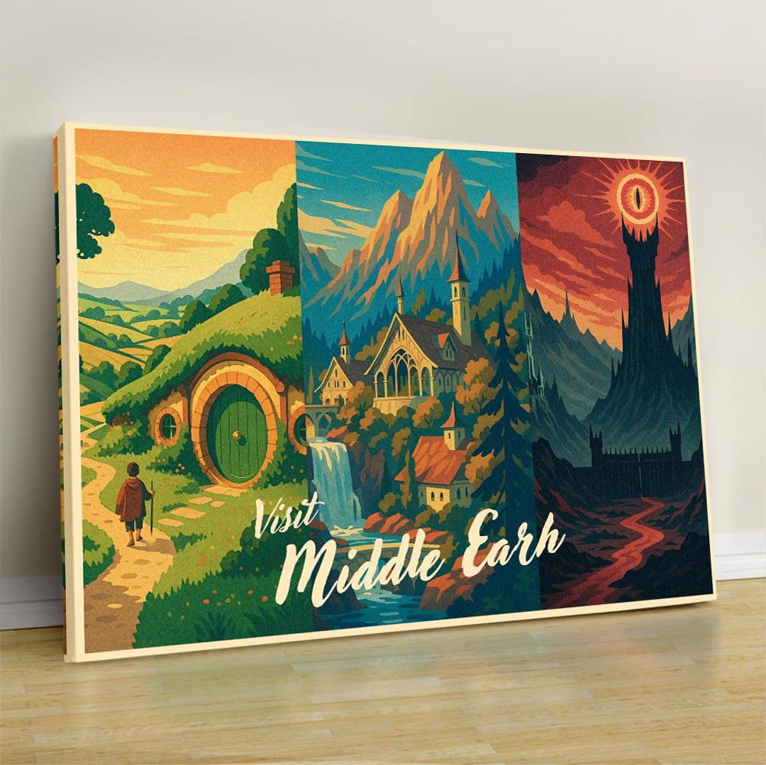 Lord of the Rings Visit Earth Poster, Visit Middle Travel Poster, LOTR ...