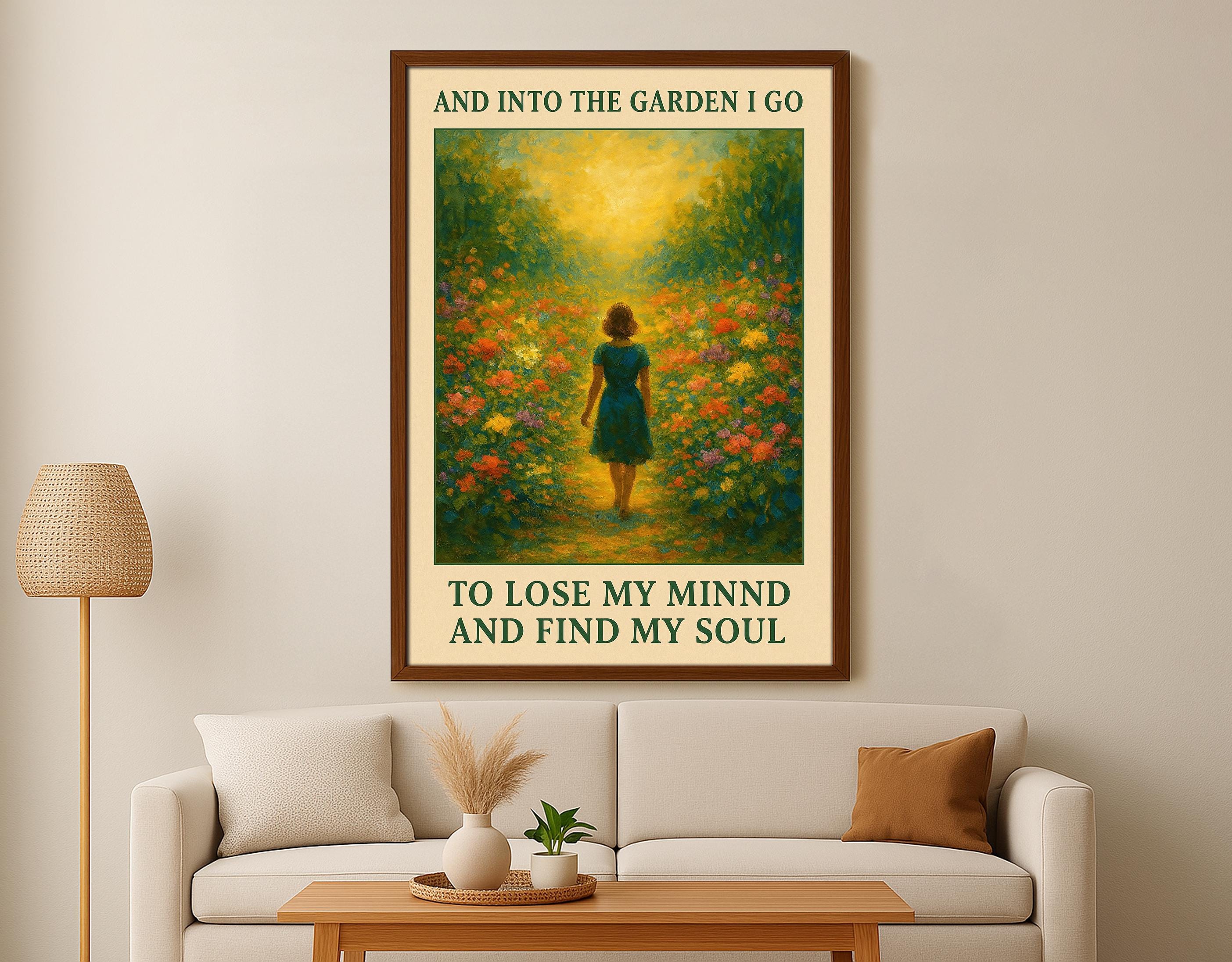 Vintage Into The Garden I Go To Lose My Mind And Find My Soul Poster da parete in metallo con scritta Botanical Girl Loves Garden, 20,3 x 30,5 cm