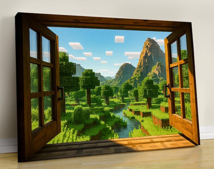 Block Video Game Canvas Art: Pixelated Paradise, Gaming Room Decor