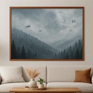 Stampa artistica da parete su tela di Star Wars Endor, per gli amanti di Star Wars, stampa artistica da parete su tela o poster di Endor, arte cinematografica leggendaria, grande regalo su tela per i fan