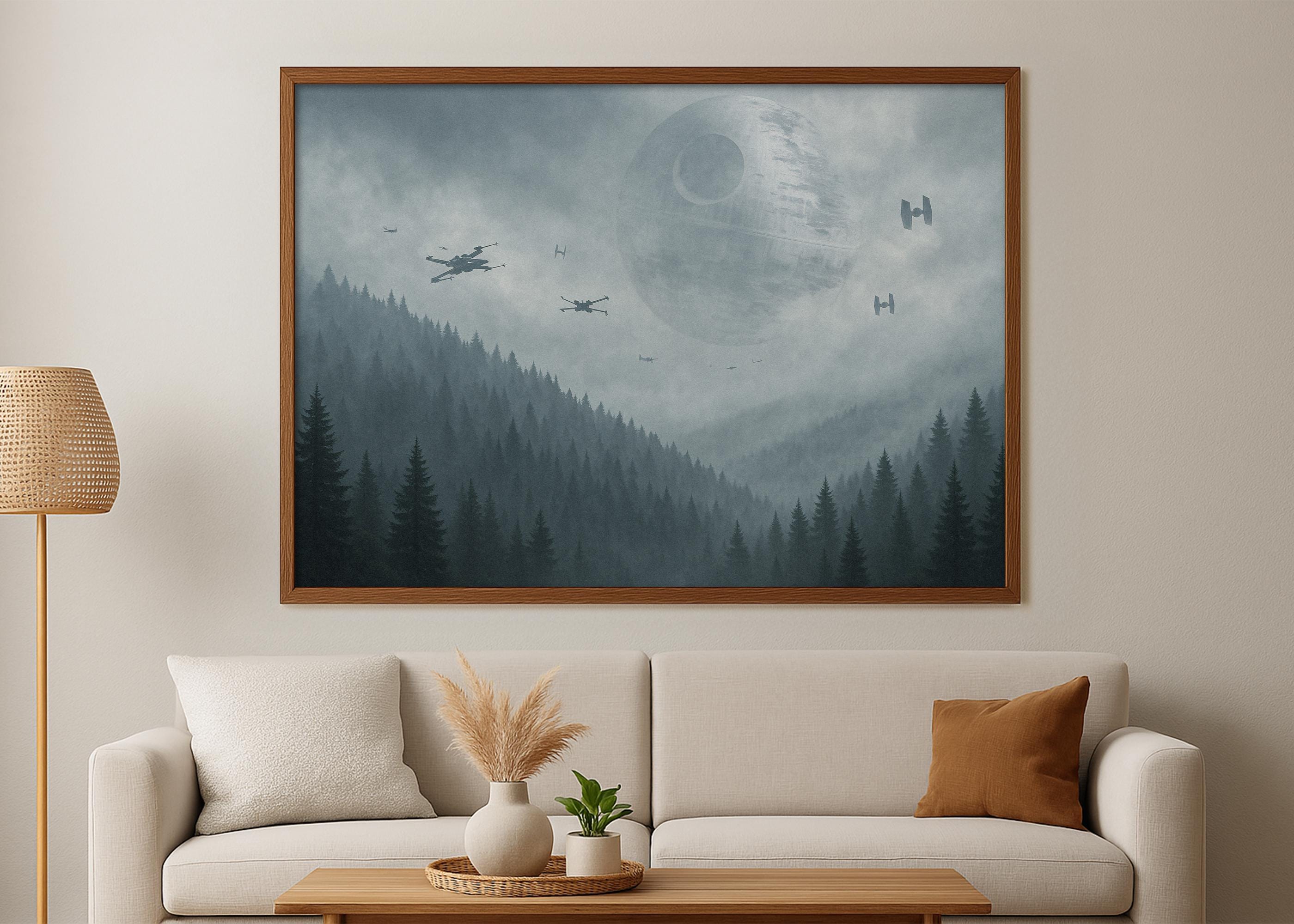 Star Endor Canvas Wall Art Print, Wars Lover, Endor Canvas or Poster Wall Art, Legendary Movie Art, Large Canvas Gift for Fans