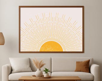 Boho Sunrise Canvas Print: Abstract Mid-Century Modern Wall Art