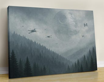 Star Endor Canvas Wall Art Print, Wars Lover, Endor Canvas or Poster Wall Art, Legendary Movie Art, Large Canvas Gift for Fans
