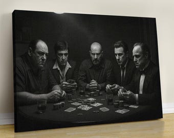Famous Gangsters Wall Hanging, Movie TV Canvas Print, Tony Gangster Canvas, Mobsters Wall Art, Modern Wall Art Decor, Black and White, Gift