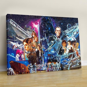 Pósteres de Star Wars, póster vintage de Star Wars, arte mural, póster de película, póster de viajes espaciales, película vintage, película de Star Wars, lienzo para pared.