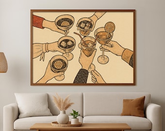 Cheers Cocktail Print: Bar Cart Art, Kitchen Wall Decor