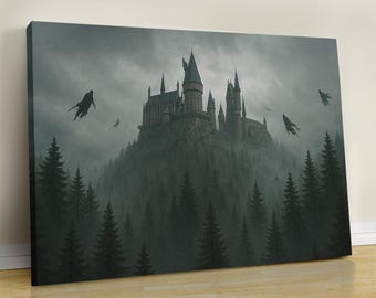 Harry School Art, Wizard School Home Decor Wall Art, Harry World Map, Movie Canvas Print, Magical World Wall Art, Fan Gift, Harry Canvas