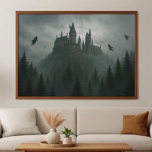Arte della scuola di Harry, decorazione da parete per la casa della scuola di maghi, mappa del mondo di Harry, stampa su tela del film, arte da parete del mondo magico, regalo per fan, tela di Harry