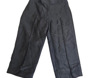Vtg y2k BCBG Max Azria Kollektion Schwarz Seidenmischung Kurze Hose mit weitem Bein Größe 2