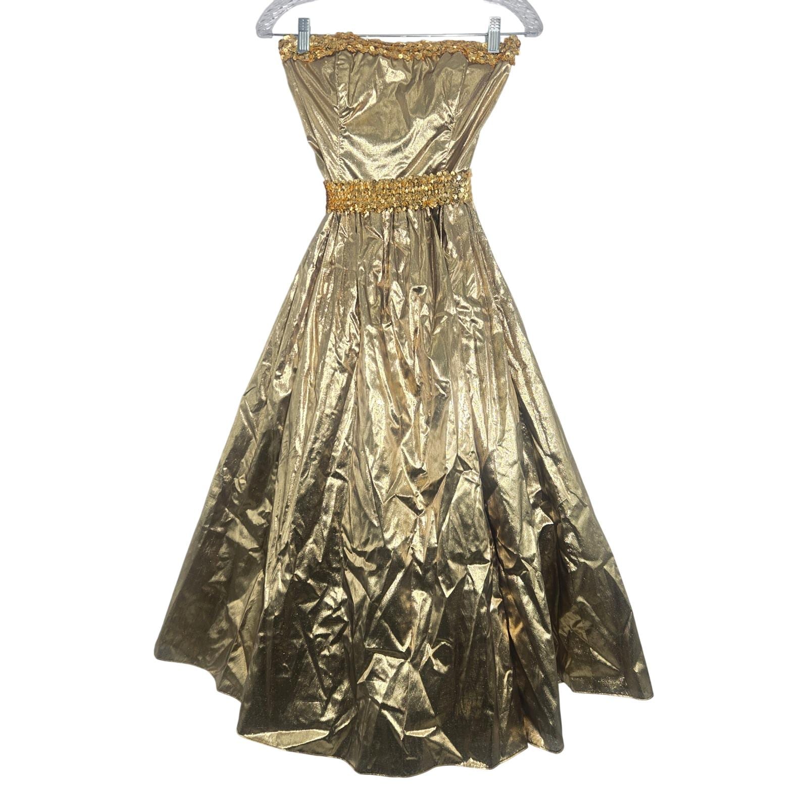 gold lame party dress Claravelle Metallic Jacquard Gown – SIMKHAI main image 0