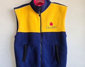 Yukon Fleeceväst Liten Herr Blå Gul Utmärkt Calgary Colorblock Full Dragkedja