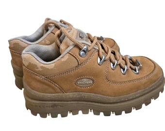 Botas de plataforma Skechers 6 Jammers para mujer, color marrón claro vintage, SN 2634, suela gruesa.