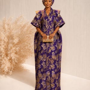 purple and gold african wedding dresses Gold traditional agbada for wedding