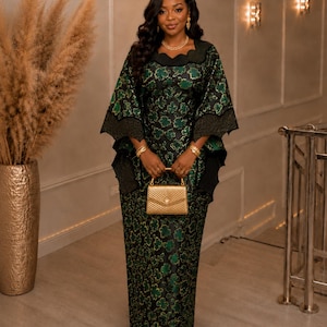 Emerald Green and Gold Dress for Wedding