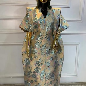 Afrikaanse jurk damast boubou | Danshiki | Kaftan | Jalabiya | Rijke tante | Nigeriaanse jurk| Feestjurk | Boubou| Afrikaanse jurk | Rijke mevrouw