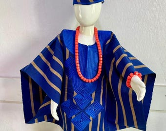 3 piece Agbada Set - Boys Agbada Traditional wear African traditional wear Yoruba Agbada Nigerian Agbada Asooke