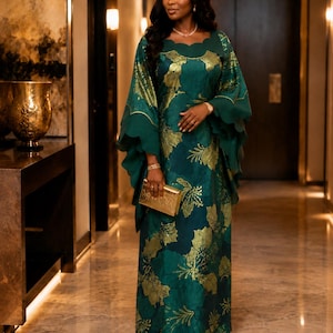 Emerald Green and Gold Dress for Wedding