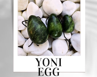 Green Jade Yoni Egg Set – 3 Piece Drilled Yoni Eggs – Natural Healing Crystal – Kegel Exercise Pelvic Floor  - Choose the size of yoni eggs