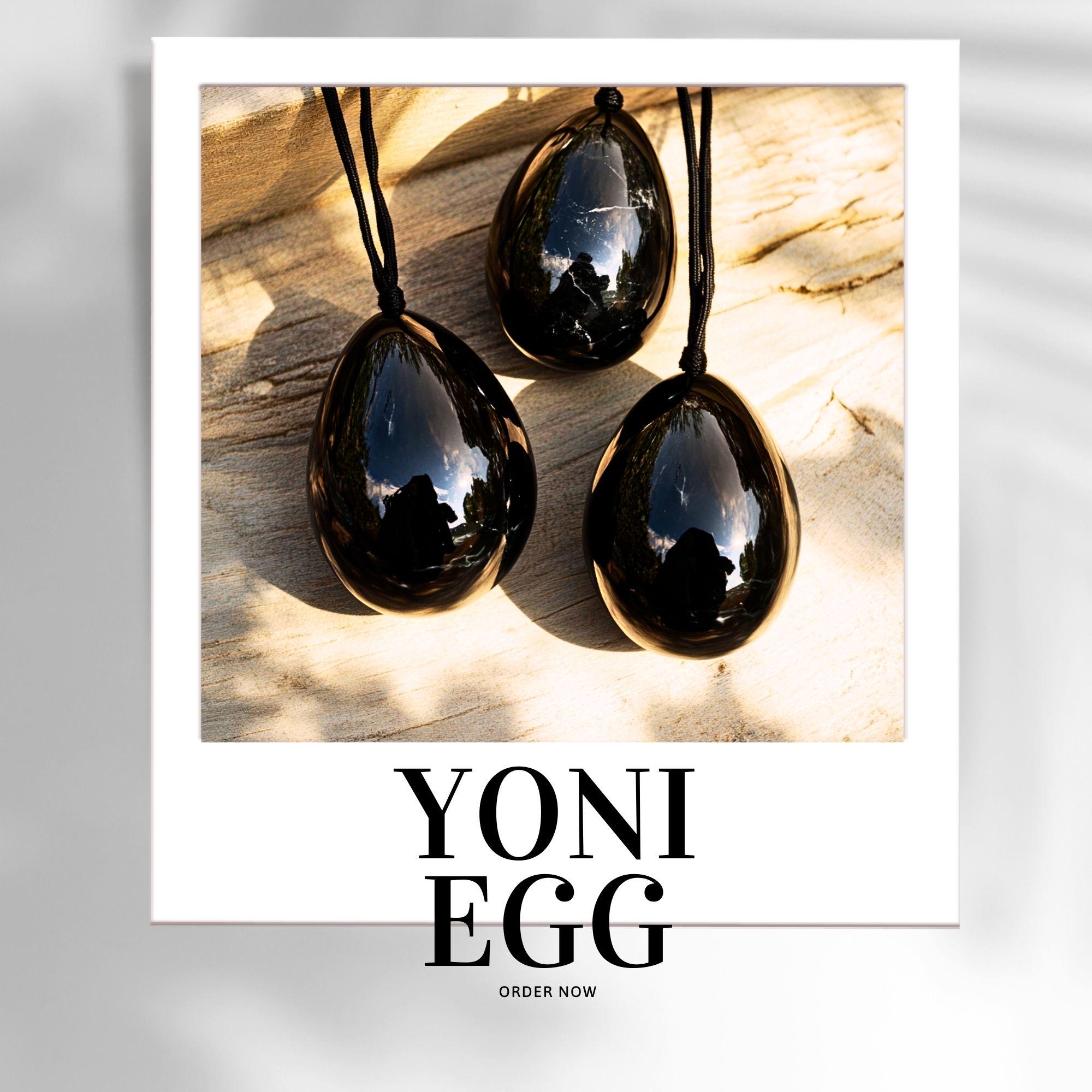 Black Obsidian Yoni Egg Set, 3 Piece Drilled Yoni Eggs, Natural Healing Crystal, Kegel Exercise  -Choose the size of yoni eggs