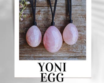 Rose Quartz Yoni Egg Set – 3 Piece Drilled Yoni Eggs – Natural Healing Crystal – Kegel Exercise Pelvic Floor -  Choose the size of yoni eggs