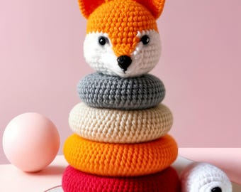 Fox stapelspeelgoed haakpatroon – PDF Amigurumi-tutorial voor babycadeaus, handgemaakt educatief speelgoed, beginnersvriendelijke doe-het-zelf
