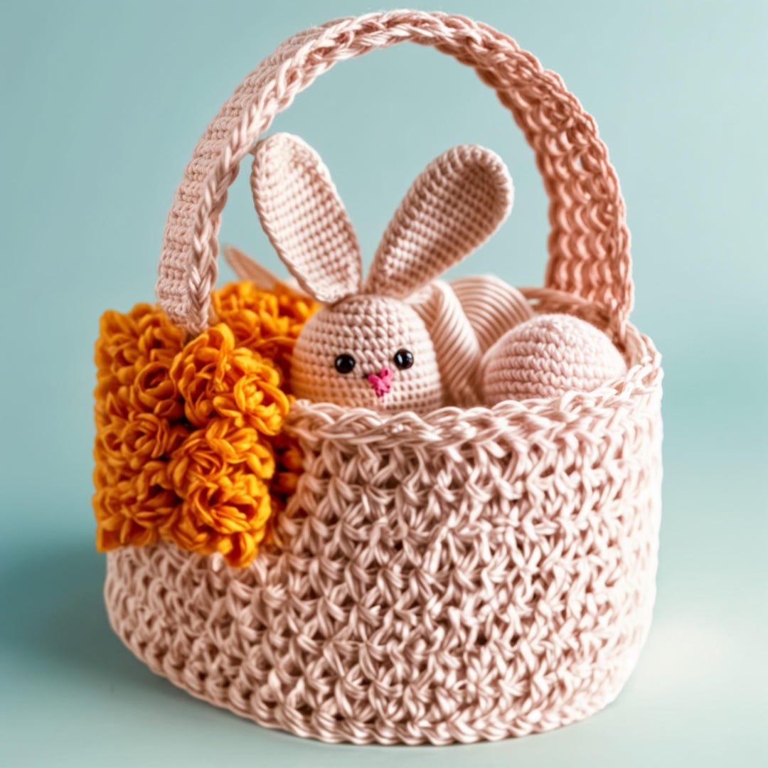 Crochet Pattern for Easter Basket With Bunny – Beginner-friendly PDF ...