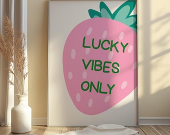 Erdbeerdruck, Wohnheimdeko, Erdbeer-Wandkunstdruck, trendige Wandkunst, ästhetischer Druck, Mädchen-Wandkunst, Erdbeerposter, Preppy-Druck