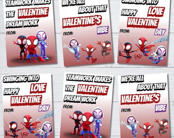 spidey and his amazing Friends valentines card, Printable Spiderman Valentine cards, Classroom Valentines, Digital Download