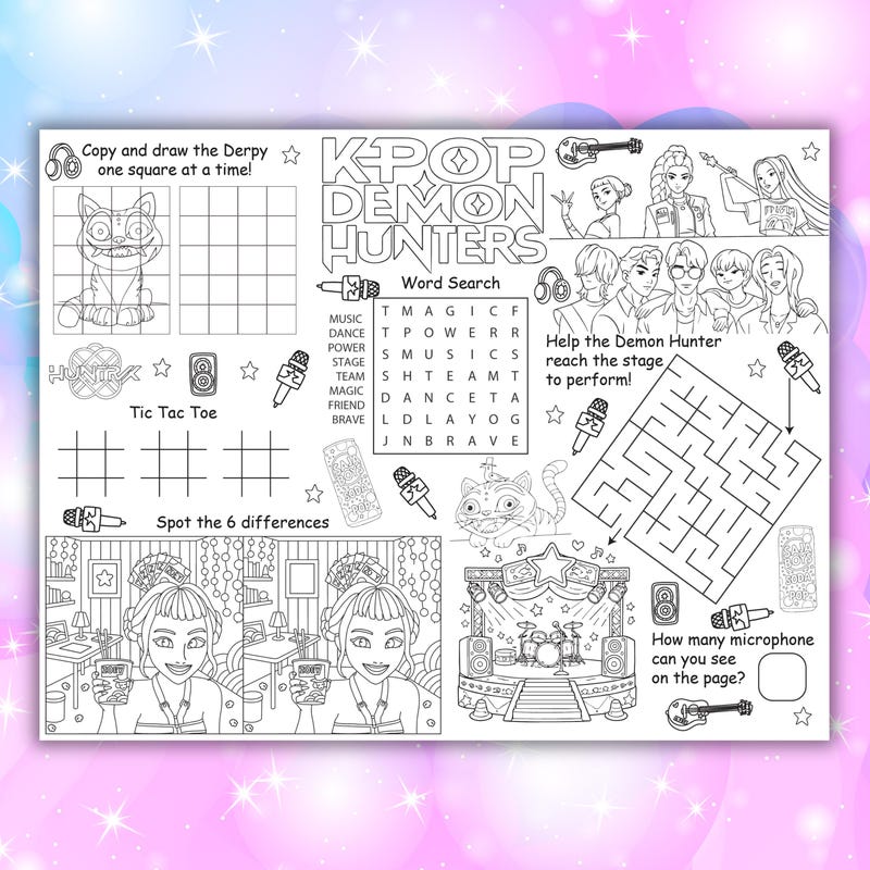 Huntrix colouring sheets - Etsy Italia