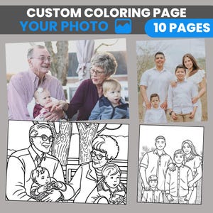 custom coloring Book pages - 10 Personalised Coloring Pages from Photo - Printable Coloring Book - mothers day gift - Gift For Kids