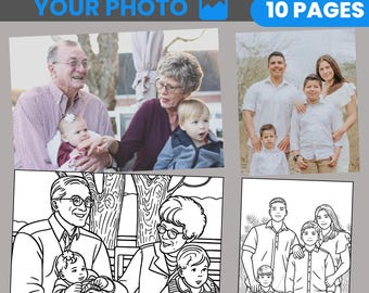 Personalized Photo Coloring Book: 10 Custom Pages (Digital Download)