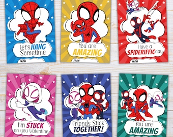 Spidey Valentine Cards, Spidey and his Friends Classroom Valentines (Instant Download PDF)