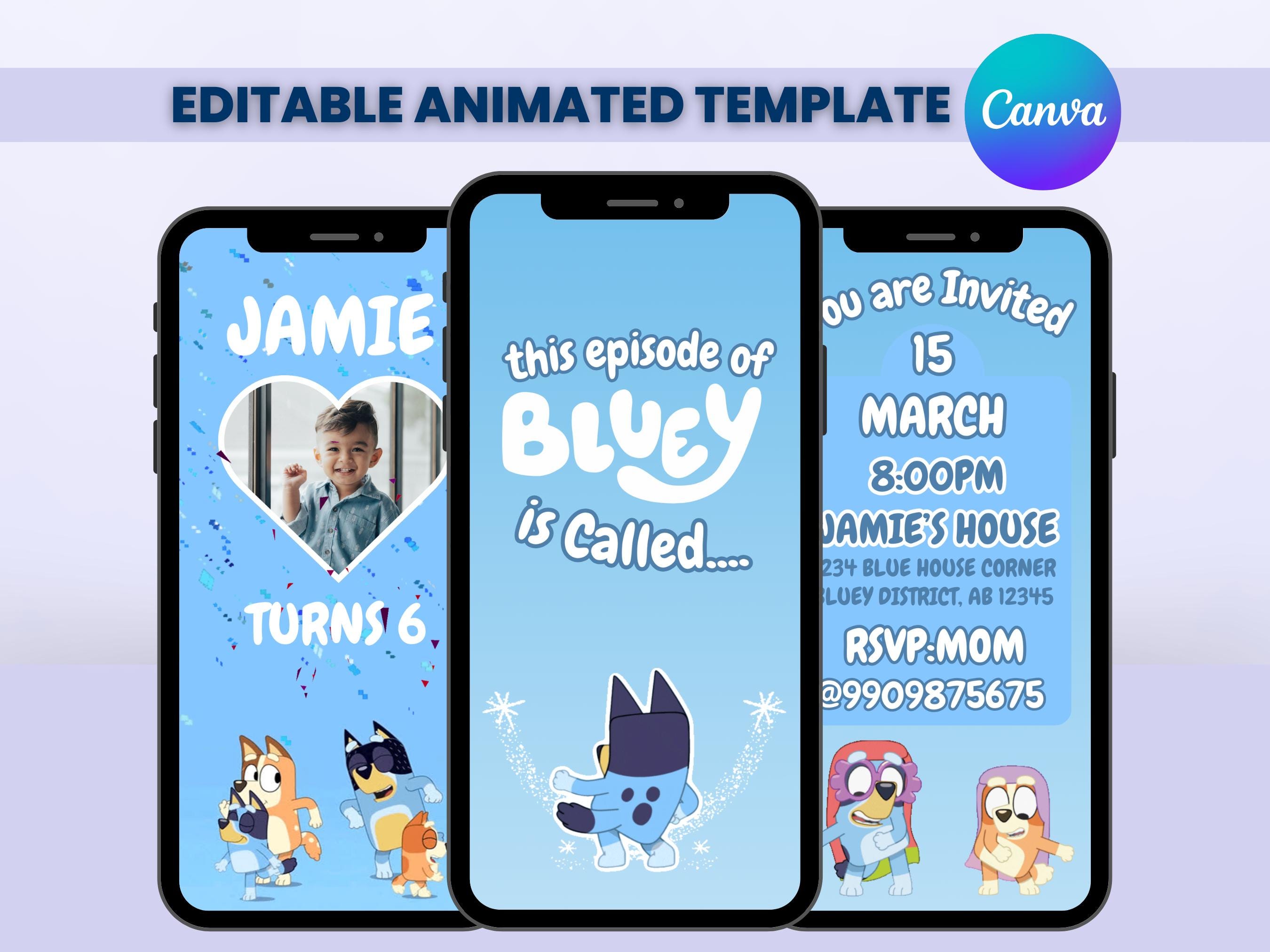 Editable Bluey Dog Animated Invitation