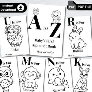 Baby Shower First Alphabet Coloring Book - ABC Baby Shower Coloring Book - Baby Shower First Activity Gift - PRINTABLE Digital