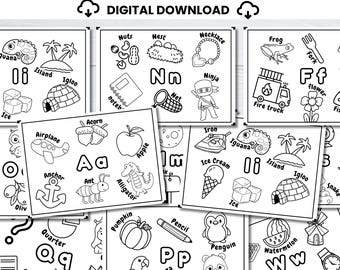 Alphabet Coloring Pages: ABC Learning Activity (Digital Download)