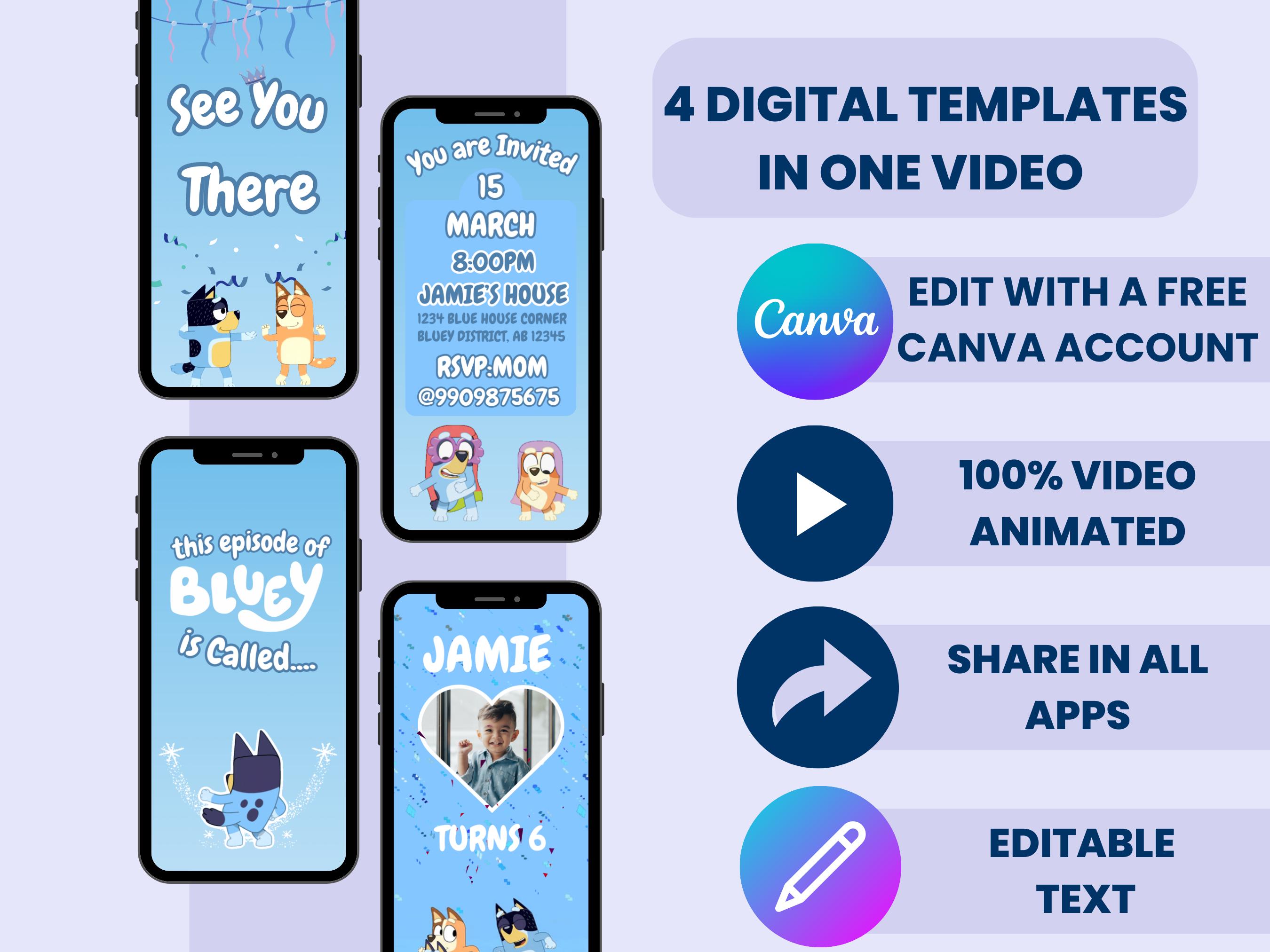 Editable Bluey Dog Animated Invitation