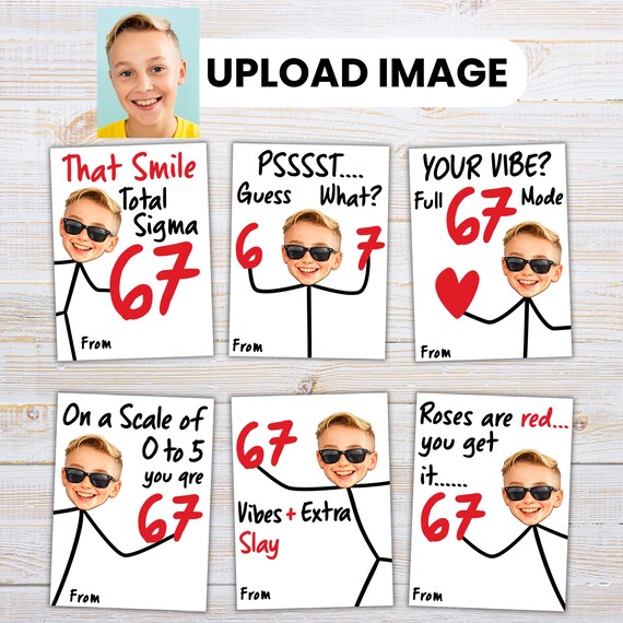 67 Valentine Cards for Kids & Tweens, Printable Custom 67 Photo Slang Valentines,(PDF Download)