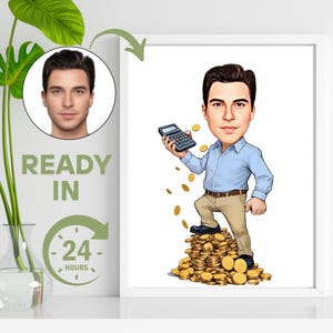 Personalized HR Manager Caricature: Custom Office Portrait (Digital Download