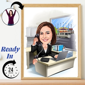 Custom Employee Caricature: Funny Office Gift for Coworker (Digital Portrait, Fast Delivery, Unlimited Revisions)