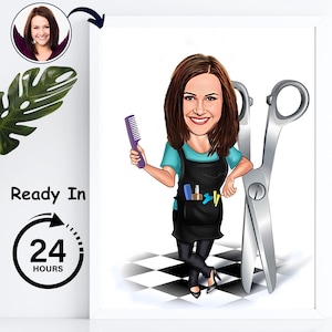 Custom Barber Caricature: Salon Stylist Portrait (Digital Download)