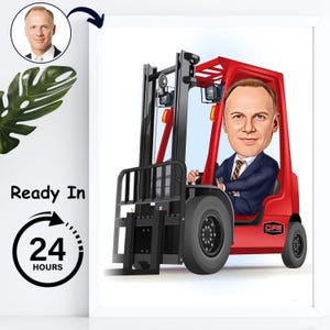 Custom Forklift Cartoon From Photo | Funny forklift operator | forklift driver Gifts | personalized gifts | gift for him | Gift for Dad